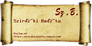 Sziráki Beáta névjegykártya