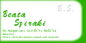 beata sziraki business card